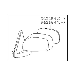 قطعه اصلی Door Mirror Assy-LH فابریک نیسان (سمت چپ)
