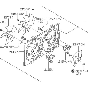 قطعه اصلی Motor & Fan Assy-W/Shroud فابریک نیسان