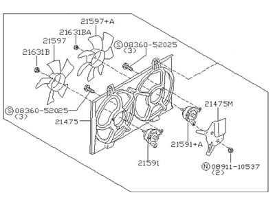 قطعه اصلی Motor & Fan Assy-W/Shroud فابریک نیسان